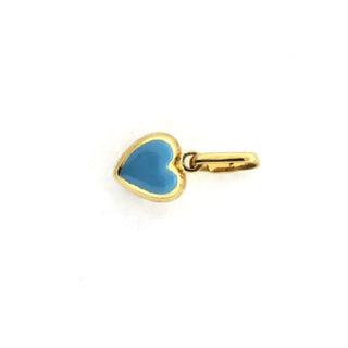 18Kt Yellow Gold Blue Heart Charm Solid (8mm/14mm with Bail) Amalia Jewelry