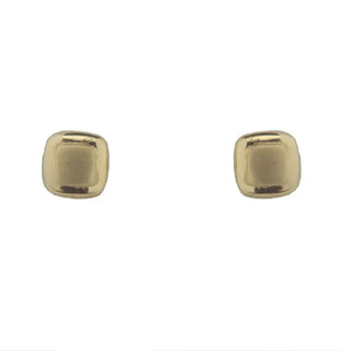 18K Solid Yellow Gold Satin & Polished Square Screwback Earrings , Amalia Jewelry