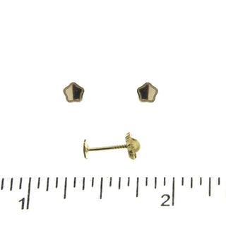 18K Solid Yellow Gold Tiny Flat Flower Screwback Earrings 3mm diameter , Amalia Jewelry