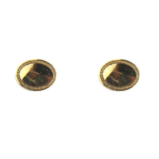 18K Solid Yellow Gold Tiny Flat Polished Oval Covered Screwback Earrings , Amalia Jewelry