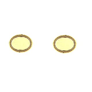 18K Solid Yellow Gold Tiny Flat Polished Oval Covered Screwback Earrings , Amalia Jewelry