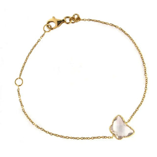 18KT Yellow Gold Pink Quartz Butterfly Bracelet 7 inches with extra ring at 6 inches Amalia Jewelry