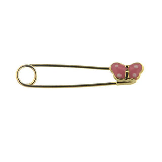 18kt Yellow Gold Pink Butterfly Pin (1in Long) , Amalia Jewelry