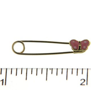 18kt Yellow Gold Pink Butterfly Pin (1in Long) , Amalia Jewelry