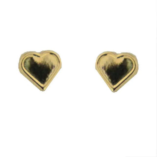 18K Solid Yellow Gold Heart Covered Screwback Earrings 6mm , Amalia Jewelry