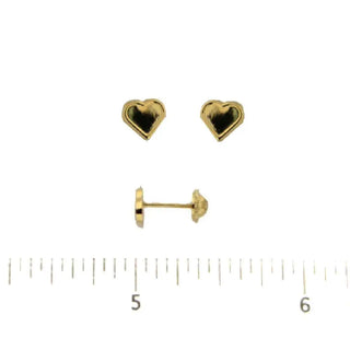 18K Solid Yellow Gold Heart Covered Screwback Earrings 6mm , Amalia Jewelry
