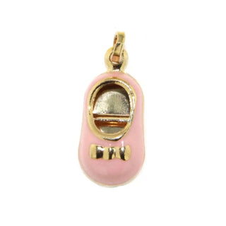 18K Yellow Gold Pink Enamel Shoe Charm Amalia Jewelry