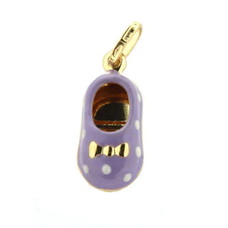 18K Yellow Gold Lilac Enamel Shoe Charm with polka dots , Amalia Jewelry