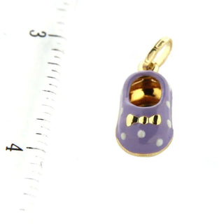 18K Yellow Gold Lilac Enamel Shoe Charm with polka dots , Amalia Jewelry