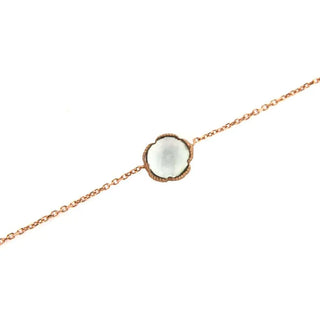 18Kt Pink Gold Cabochon Green Amethyst Flower Bracelet 7 inches with extra ring at 6 inches , Amalia Jewelry