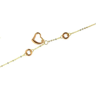 18kt Yellow and pink Gold Heart Bracelet 6.5 inches , Amalia Jewelry