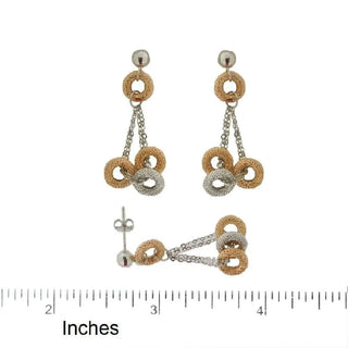 18kt Solid White and Pink Gold Multi Donuts Dangle Earrings Amalia Jewelry