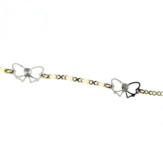 18KT Two-Toned White Ribbon Bracelet 6 inches Amalia Jewelry