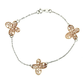 18 KT White Gold and Pink Gold butterfly bracelet , Amalia Jewelry