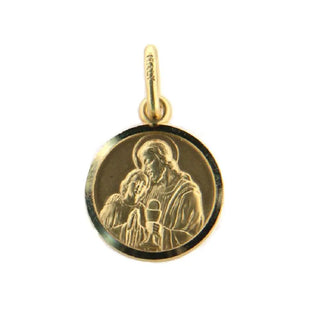 18K Solid Yellow Gold Communion Medal (13mm) , Amalia Jewelry