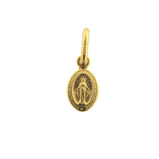 18K Solid Yellow Gold Mini Oval Miraculous Medal Amalia Jewelry