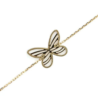 18K Yellow Gold in line Flat design open Butterfly bracelet 7 inches with extra rings starting at 6.50 inches , Amalia Jewelry