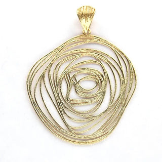 18Kt yellow gold Rose shape pendant 2 inches , Amalia Jewelry