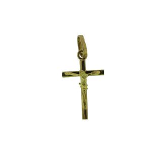 18KT Yellow Gold Kids Cross Charm 0.79 x 0.42 inch with bail , Amalia Jewelry