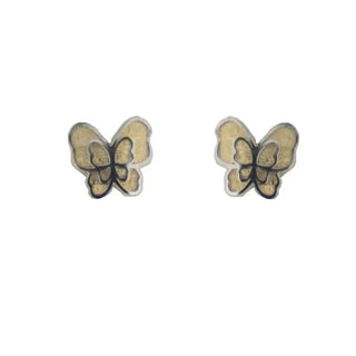 18K Solid Gold Butterfly Satin Finish Covered Screwback Earrings Amalia Jewelry