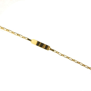 18K yellow gold figaro 1 plus 1 id bracelet 5.75 inch , Amalia Jewelry