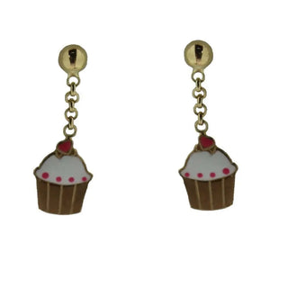 18Kcupcake enamel dangle earrings 0.50 inch , Amalia Jewelry
