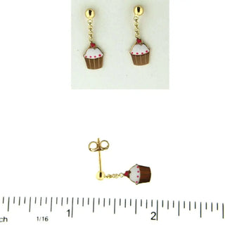 18Kcupcake enamel dangle earrings 0.50 inch , Amalia Jewelry