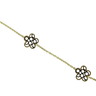 18K Yellow Gold open cut design flowers bracelet 7 inches with extra rings starting at 6.25 inches , Amalia Jewelry