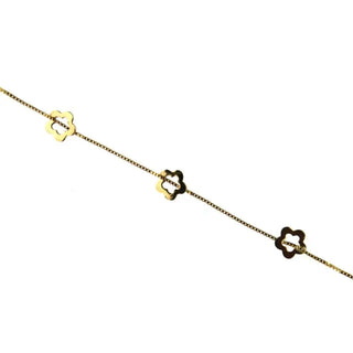 18K yellow gold open flower bracelet 5.8 inch , Amalia Jewelry