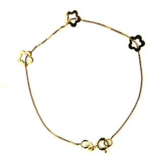18K yellow gold open flower bracelet 5.8 inch , Amalia Jewelry