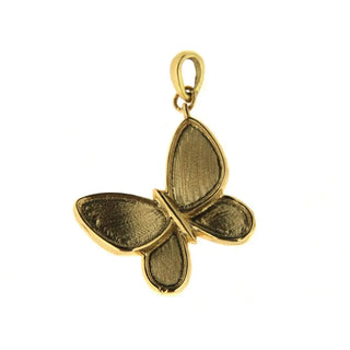 18K Yellow Gold Satin Butterfly large pendant L 1.0 inch with bail , Amalia Jewelry