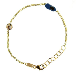 18K Yellow Gold enamel soccer shoe and soccer ball Bracelet , Amalia Jewelry