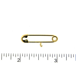 18K Yellow Gold Safety Pin with Center Ring 1 inch L. , Amalia Jewelry