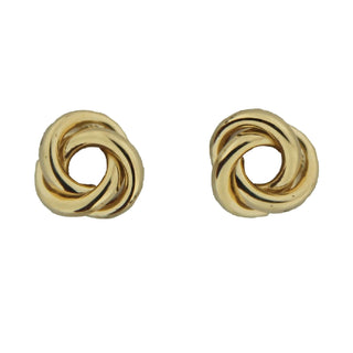 18K Solid Yellow Gold Knot Covered Screwback Earrings , Amalia Jewelry