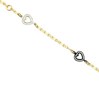 18K Two Tone Hearts bracelet 5.75 inches 6.25 inch , Amalia Jewelry