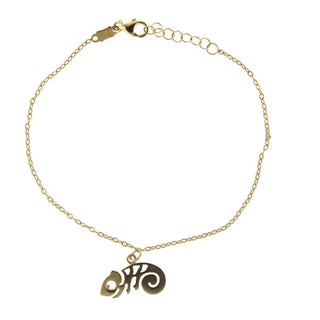 18K Yellow Gold Flat Geico center pendant Bracelet 7 inches Amalia Jewelry