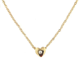 18k Yellow Gold Center Fix Small Puffy Heart Necklace 16 inches heart 0.20 inch , Amalia Jewelry