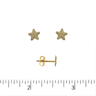 18K Yellow Gold Satin Finish Star Post Earring 0.28 inch , Amalia Jewelry
