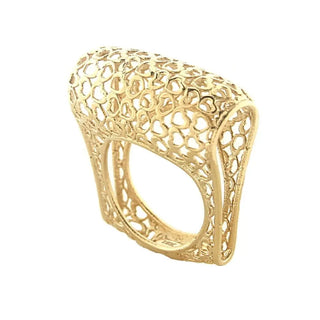 18K Yellow Gold mini open hearts design pattern Ring size 6 , Amalia Jewelry
