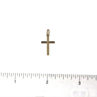 18K Solid Yellow Gold Small tube cross , Amalia Jewelry