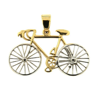 18K Two Tone Bicycle Pendant 1inch , Amalia Jewelry