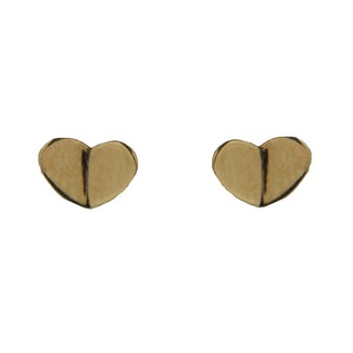 18K Yellow Gold Heart Post covered back Earrings H 0.60 inches , Amalia Jewelry