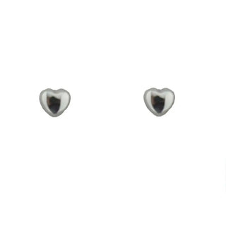 18K Solid White Gold Heart Earrings with Covered Screwbacks , Amalia Jewelry