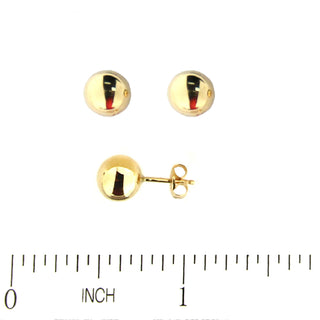 18k Solid Yellow Gold 8mm Ball Post earrings , Amalia Jewelry