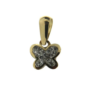 18K Yellow Gold Pave zirconia Butterfly Pendant (5mm / 0.20inches without Bail) , Amalia Jewelry