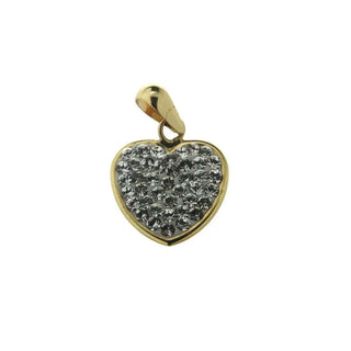 18K Yellow Gold Pave Heart Pendant (11mm / 17mm with Bail) , Amalia Jewelry