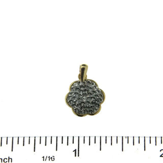 18K Yellow Gold Pave Flower Pendant (11mm / 17mm with Bail) , Amalia Jewelry