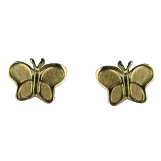 18K Solid Yellow Satin finish and Polished Borders Butterfly Covered Screwback Earrings , Amalia Jewelry