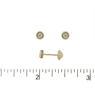 18k yellow gold zirconia bezel screwback earrings , Amalia Jewelry