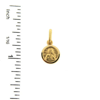 18K Solid Yellow Gold Angel Medal (9 mm) , Amalia Jewelry